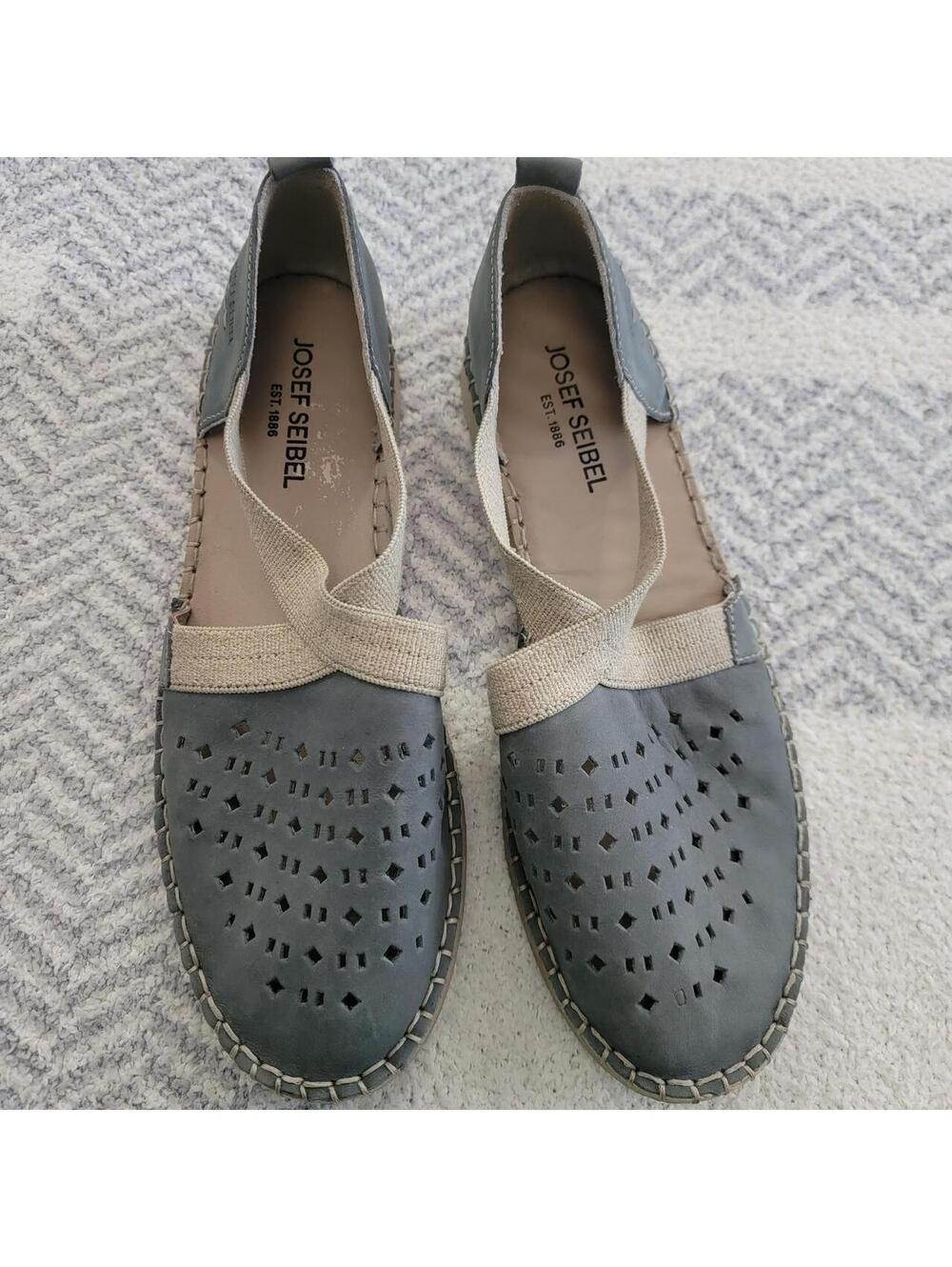 Josef Seibel gray leather espadrille flats